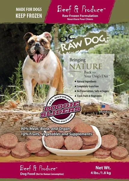 4 Lb OC Raw Beef & Produce Doggie Sliders - Food